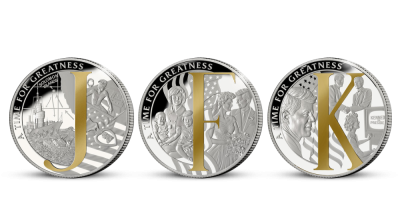 John Fitzgerald Kennedy v sade troch mincí | Set troch mincí: JFK 2021, base metal 