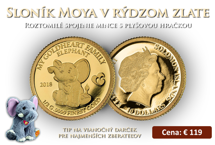 Sloník Moya v rýdzom zlate