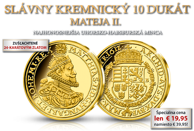 Slávny 10 Dukát Mateja II. z roku 1612