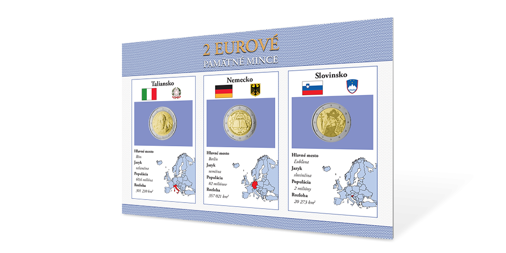 Sada pamätných euromincí - Slovinsko 2014, Nemecko 2007, Taliansko 2014 