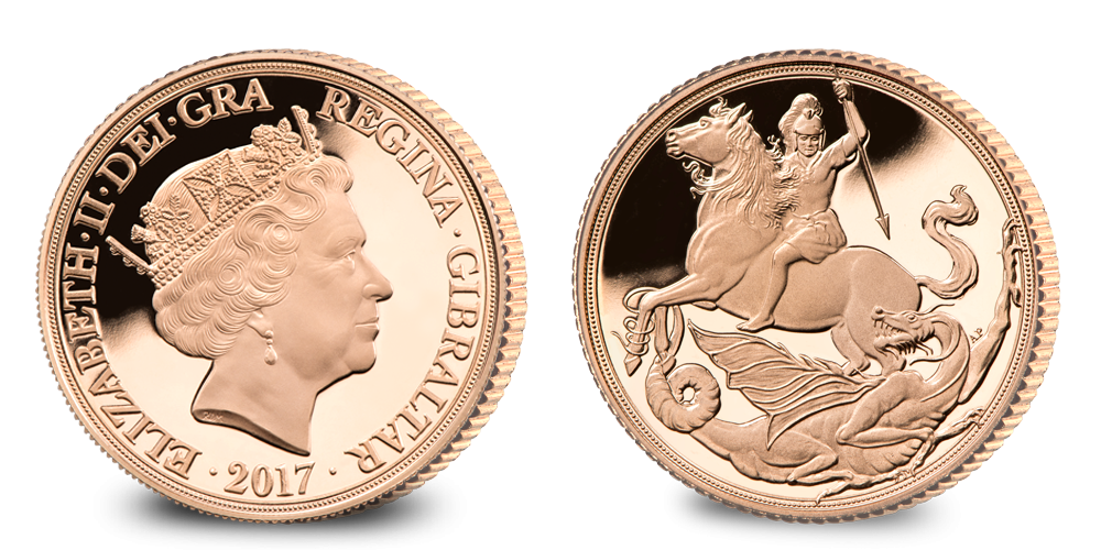 Sovereign 2017 1/4 uncová zlatá minca Sovereign 2017 1/4 uncová zlatá minca