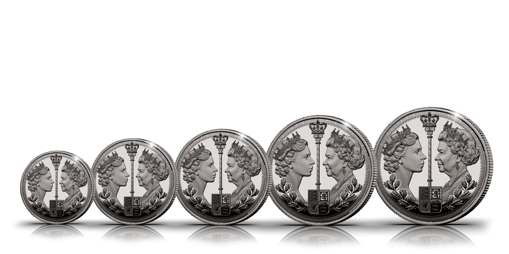 Sada piatich Sovereign mincí z rýdzeho striebra 999/1000