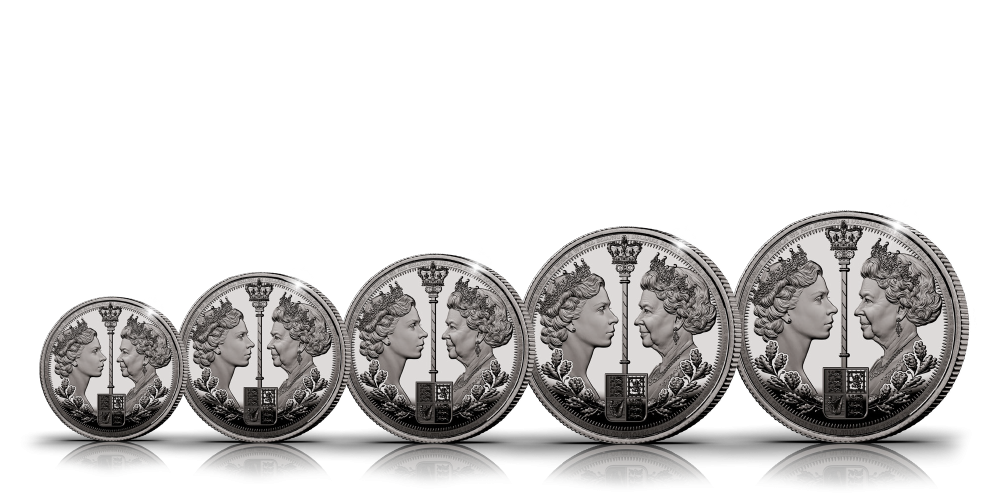 Sada piatich Sovereign mincí z rýdzeho striebra 999/1000 Sada piatich Sovereign mincí z rýdzeho striebra 999/1000