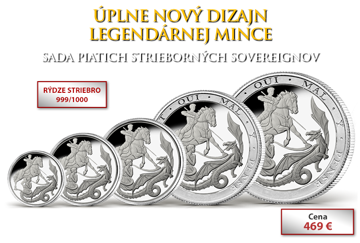 Sada piatich strieborných Sovereignov