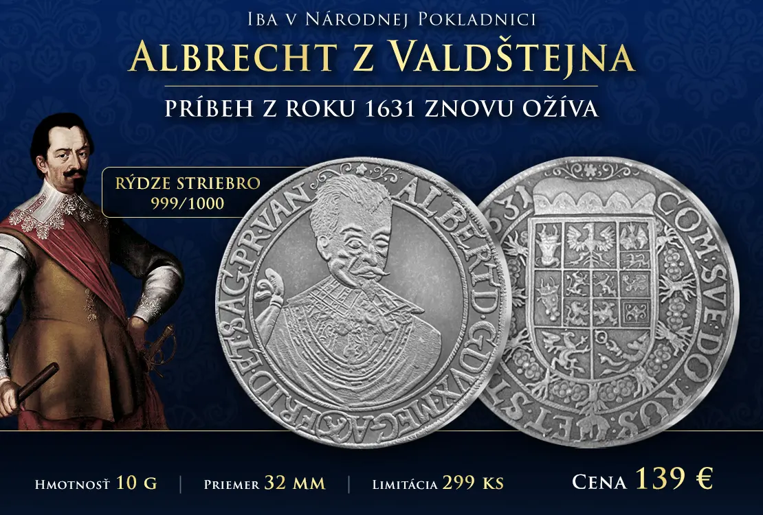 Strieborn&aacute; medaila s portr&eacute;tom Albrechta z Vald&scaron;tejna