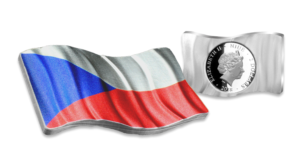 Strieborná minca s vlajkou Česko-Slovenska Strieborná minca s vlajkou Česko-Slovenska