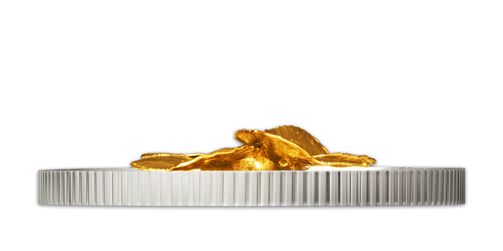 Strieborá minca s pravým štvorlístkom zušľachteným rýdzim zlatom