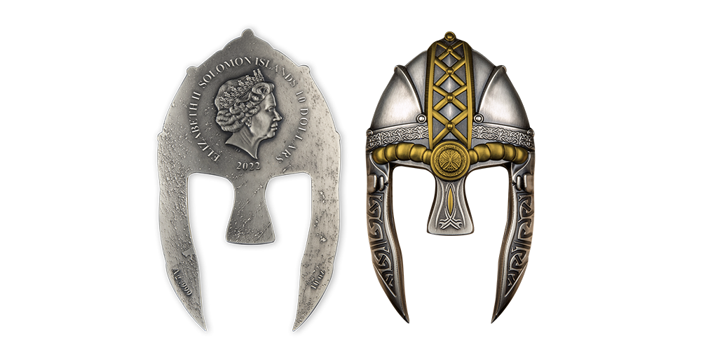 Strieborná minca v tvare vikingskej helmy Strieborná minca v tvare vikingskej helmy