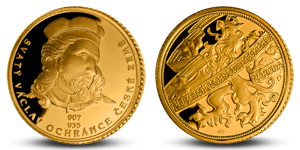Svätý Václav - pamätná medaila zo 14-karátového zlata 