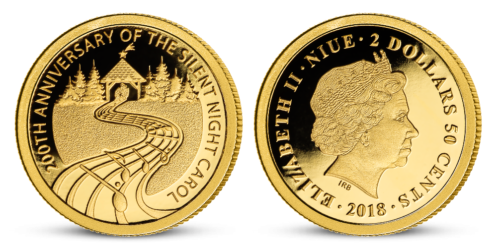 Tichá noc - zlatá minca z rýdzeho zlata 999/1000