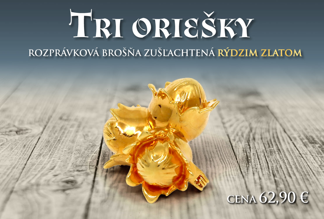 Rozprávkový šperk Tri oriešky zušľachtený rýdzim zlatom