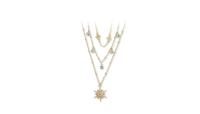 Trojradový náhrdelník s kryštálmi a vločkou