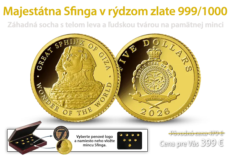 Majest&aacute;tna Veľk&aacute; sfinga v r&yacute;dzom zlate