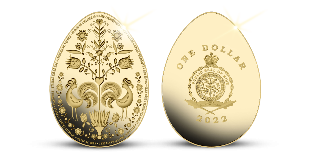 Veľkonočná mince v tvare vajcia zušľachtená rýdzim zlatom