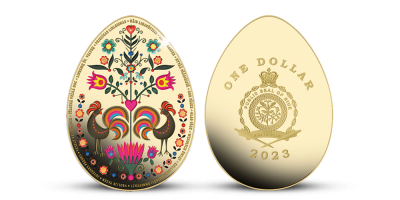 Veľkonočné vajíčko Pysanka minca v tvare vajca 