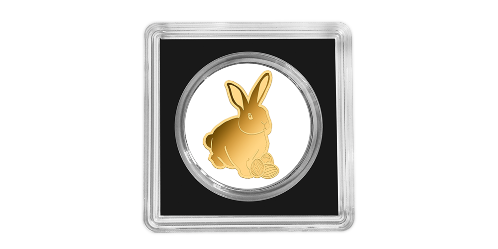 Veľkonočný zajačik na minci z rýdzeho zlata 999/1000 