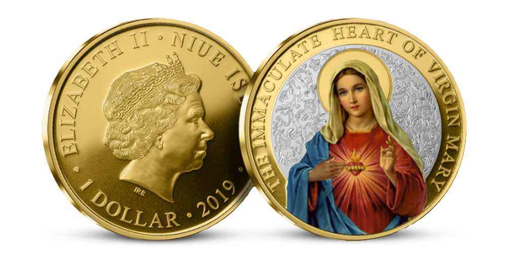 Virgin Mary - minca zušľachtená rýdzim zlatom a striebrom 999/1000