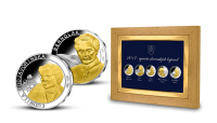 Unikátny komplet 5 medailí z rýdzeho striebra v exkluzívnom ráme 