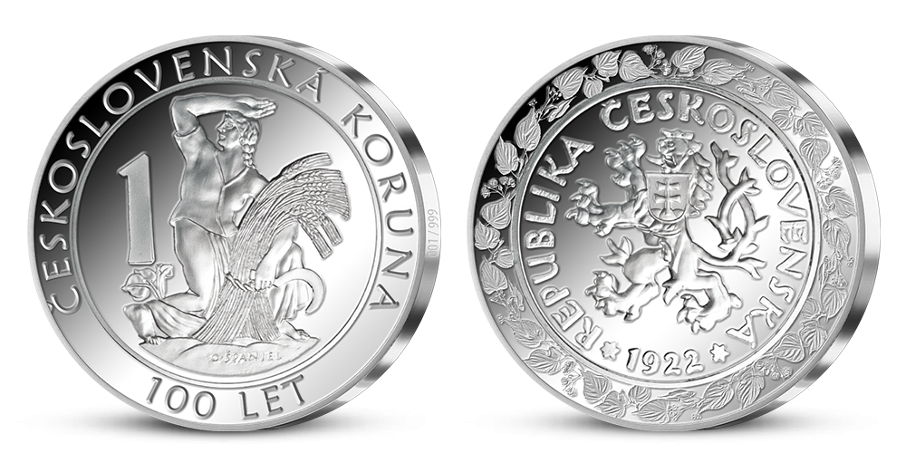 100. výročie založenia československej meny na 2 unciach rýdzeho striebra