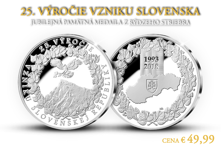 Pamätná strieborná medaila 25. výročie vzniku Slovenska 