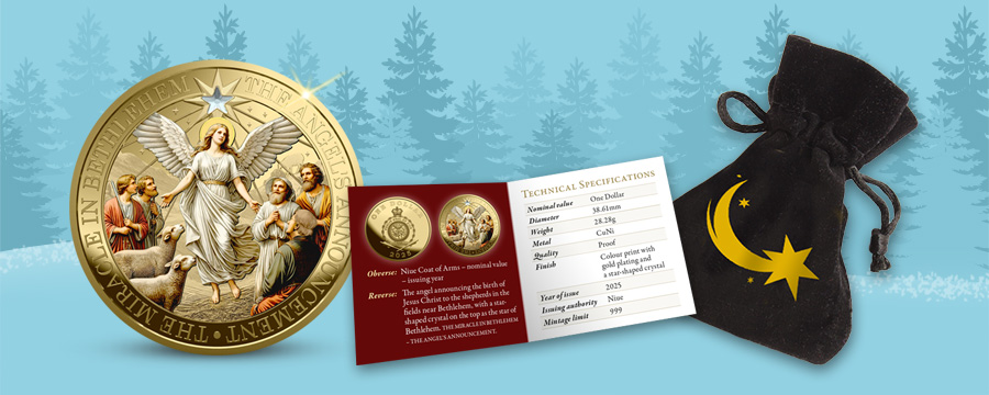 Zázrak v Betleheme a vianočna minca zušľachtená rýdzim zlatom Zázrak v Betleheme a vianočna minca zušľachtená rýdzim zlatom