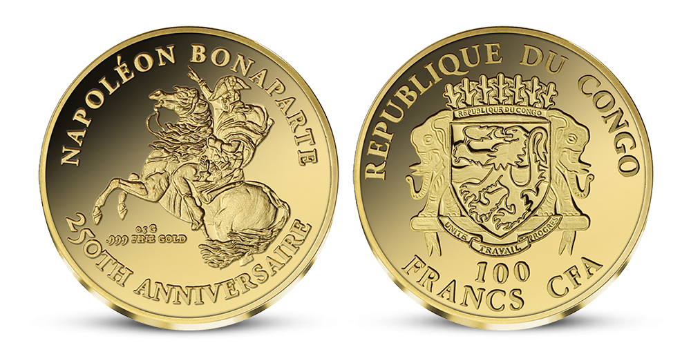 Napoleon Bonaparte na minci z rýdzeho zlata Napoleon Bonaparte na minci z rýdzeho zlata