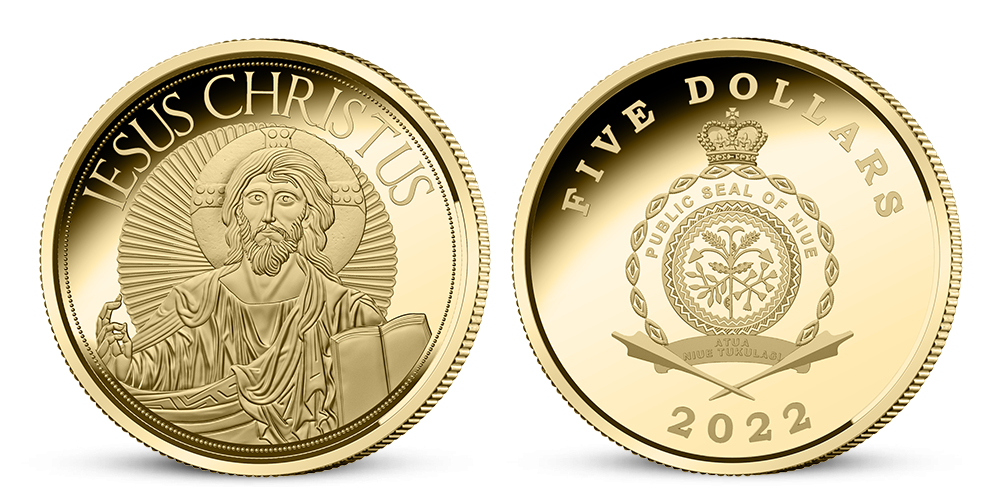Najznámejšie vyobrazenie Ježiša Krista – Pantokrator na limitovanej minci z rýdzeho zlata 999/1000