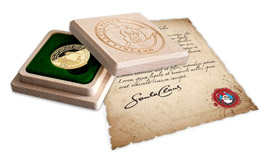 Drevený box s logom Santa Claus Fundation a originálny list od Santa Clausa