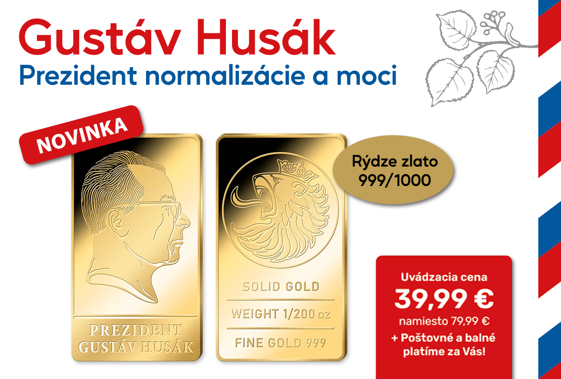 Gustáv Husák na tehličke z rýdzeho zlata 999/1000