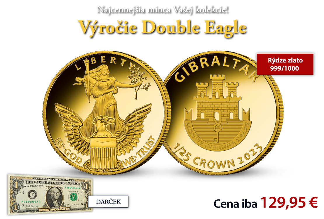 Zlatá Double Eagle minca s unikátnou bankovkou