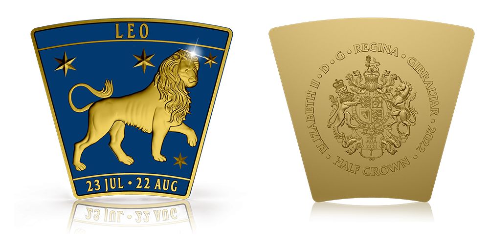 Znamenie zverokruhu - Lev na minci zušľachtenej rýdzim zlatom a farebnou aplikáciou 