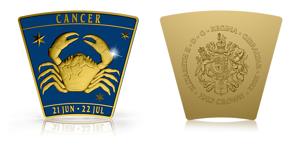 Znamenie zverokruhu - Rak na minci zušľachtenej rýdzim zlatom a farebnou aplikáciou