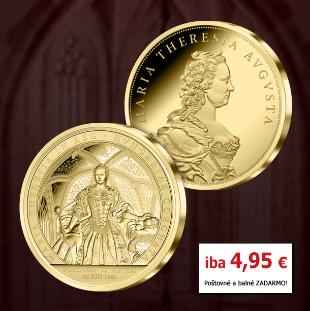 Pamätná medaila Mária Terézia zušľachtená rýdzim zlatom