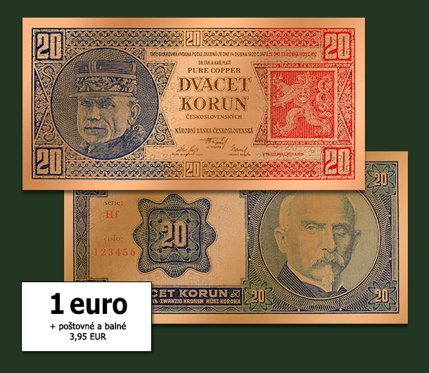 Medená replika bankovky len za 1 EUR - 140. výročie narodenia M. R. Štefánika
